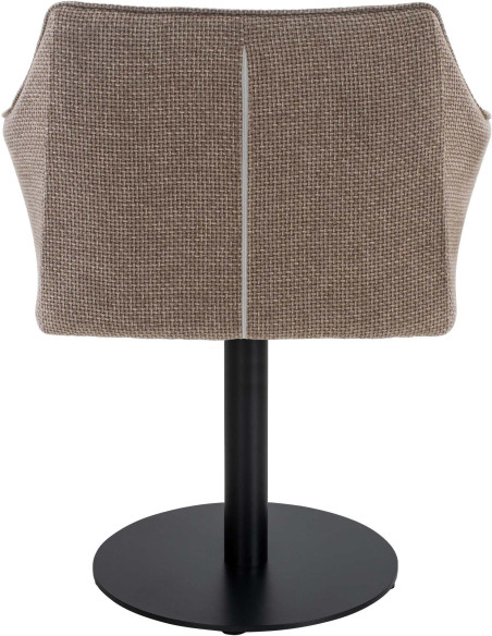 Fauteuil de table moderne en Tissu Marron chiné Métal Noir Mat Daryo  - 5