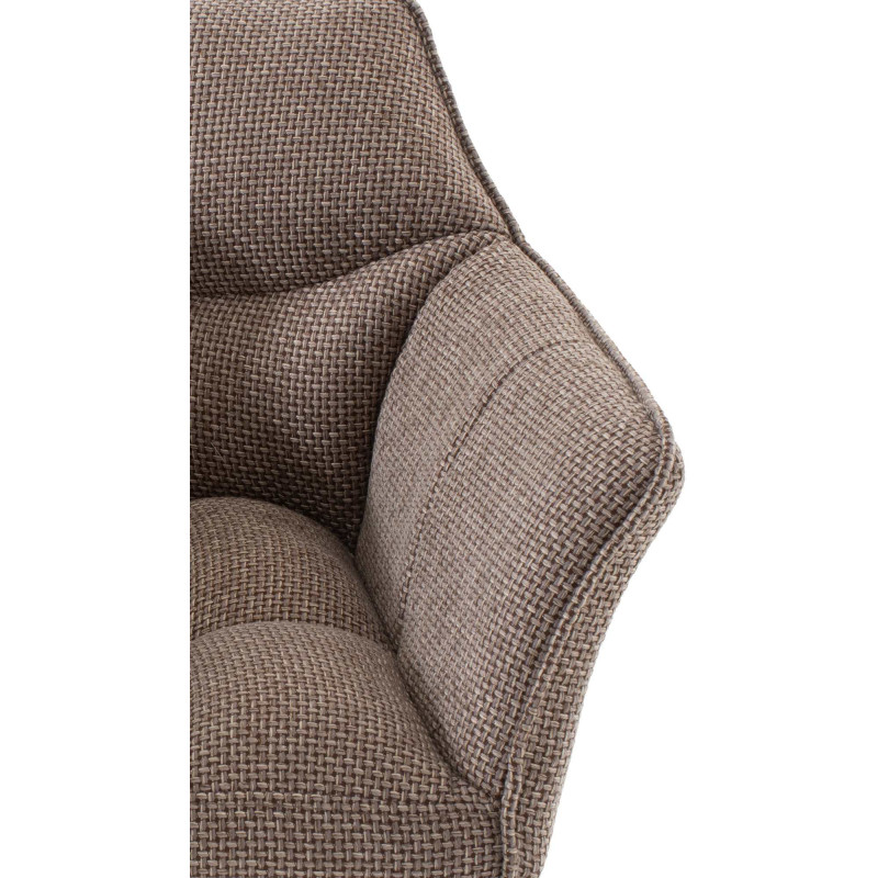 Fauteuil de table moderne en Tissu Marron chiné Métal Noir Mat Daryo  - 6