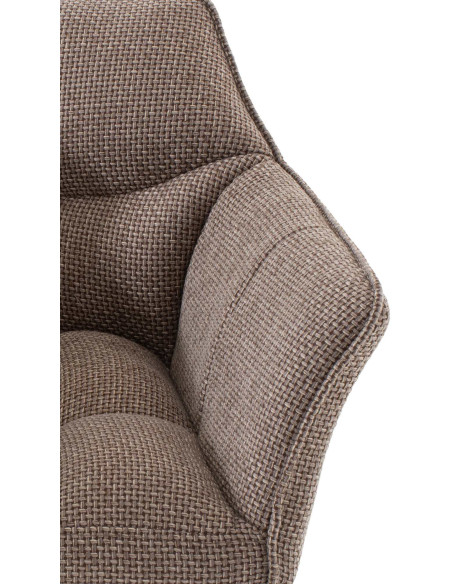 Fauteuil de table moderne en Tissu Marron chiné Métal Noir Mat Daryo  - 6