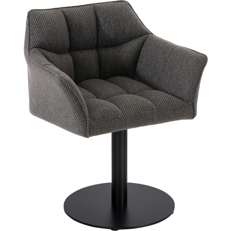Fauteuil de table moderne en Tissu Gris chiné Métal Noir Mat Daryo  - 1