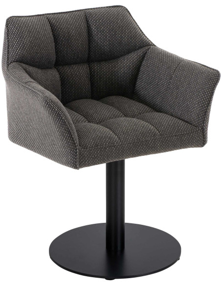 Fauteuil de table moderne en Tissu Gris chiné Métal Noir Mat Daryo  - 1