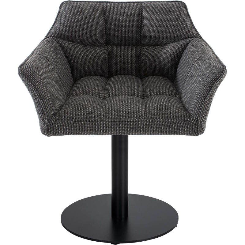Fauteuil de table moderne en Tissu Gris chiné Métal Noir Mat Daryo  - 2