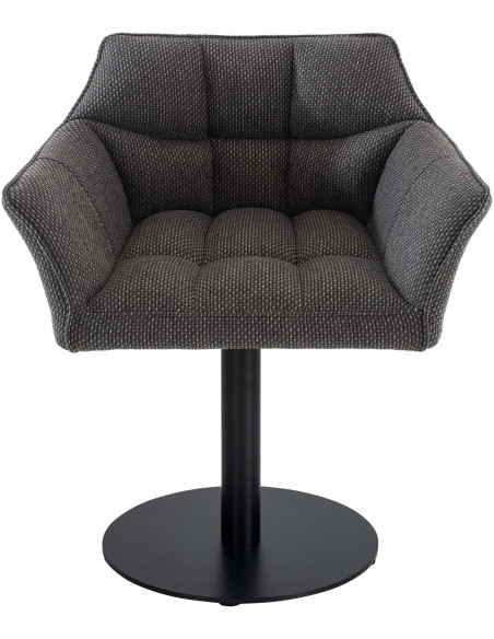 Fauteuil de table moderne en Tissu Gris chiné Métal Noir Mat Daryo  - 2