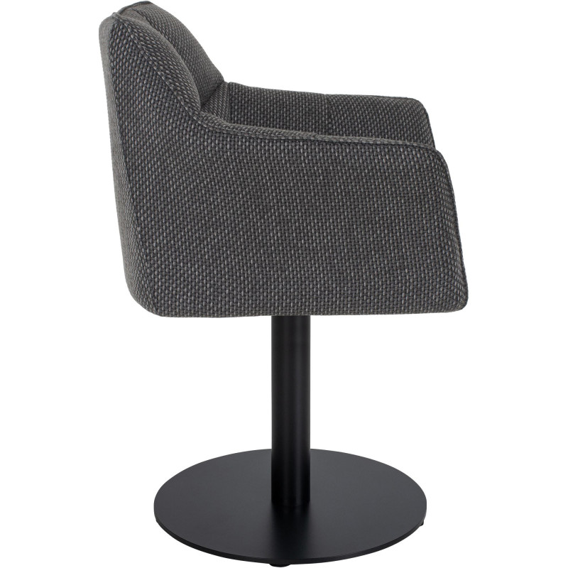 Fauteuil de table moderne en Tissu Gris chiné Métal Noir Mat Daryo  - 3