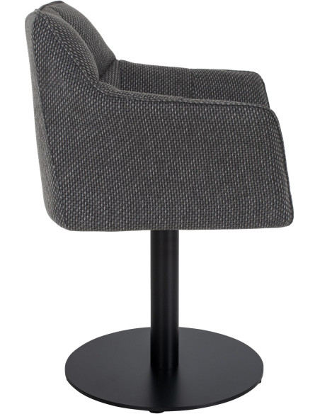 Fauteuil de table moderne en Tissu Gris chiné Métal Noir Mat Daryo  - 3