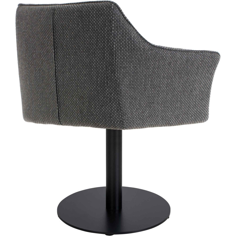 Fauteuil de table moderne en Tissu Gris chiné Métal Noir Mat Daryo  - 4