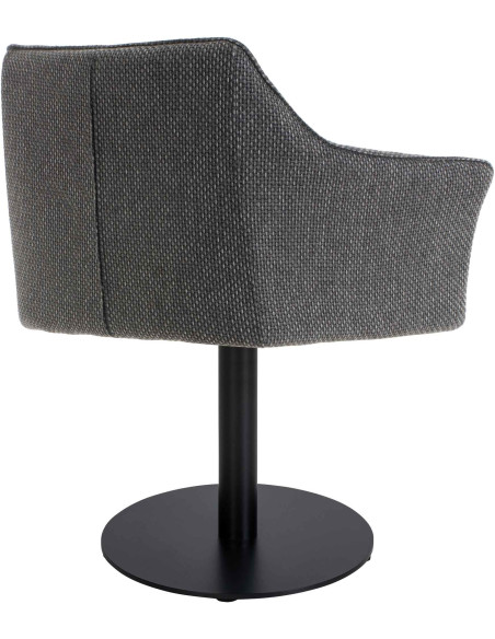 Fauteuil de table moderne en Tissu Gris chiné Métal Noir Mat Daryo  - 4