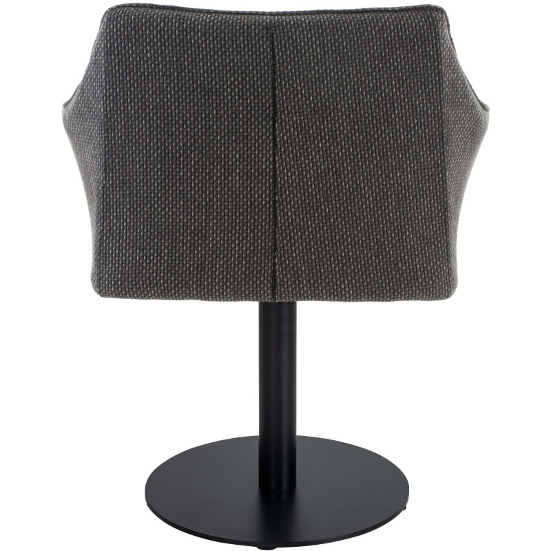 Fauteuil de table moderne en Tissu Gris chiné Métal Noir Mat Daryo  - 5