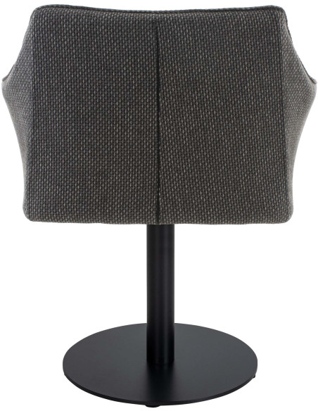 Fauteuil de table moderne en Tissu Gris chiné Métal Noir Mat Daryo  - 5