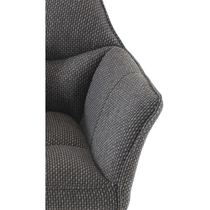 Fauteuil de table moderne en Tissu Gris chiné Métal Noir Mat Daryo  - 6