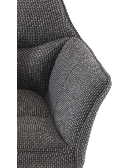 Fauteuil de table moderne en Tissu Gris chiné Métal Noir Mat Daryo  - 6