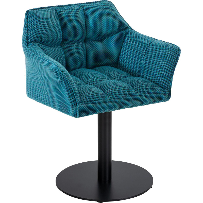 Fauteuil de table moderne en Tissu Turquoise Métal Noir Mat Daryo  - 1