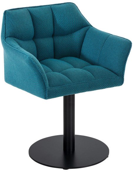 Fauteuil de table moderne en Tissu Turquoise Métal Noir Mat Daryo  - 1