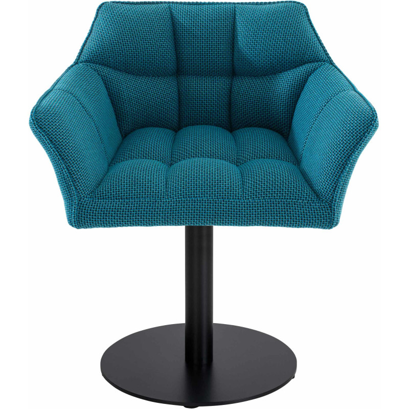 Fauteuil de table moderne en Tissu Turquoise Métal Noir Mat Daryo  - 2