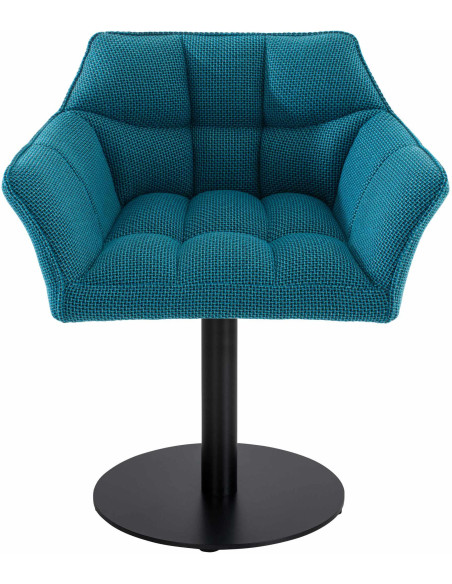 Fauteuil de table moderne en Tissu Turquoise Métal Noir Mat Daryo  - 2