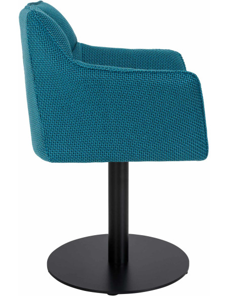 Fauteuil de table moderne en Tissu Turquoise Métal Noir Mat Daryo  - 3