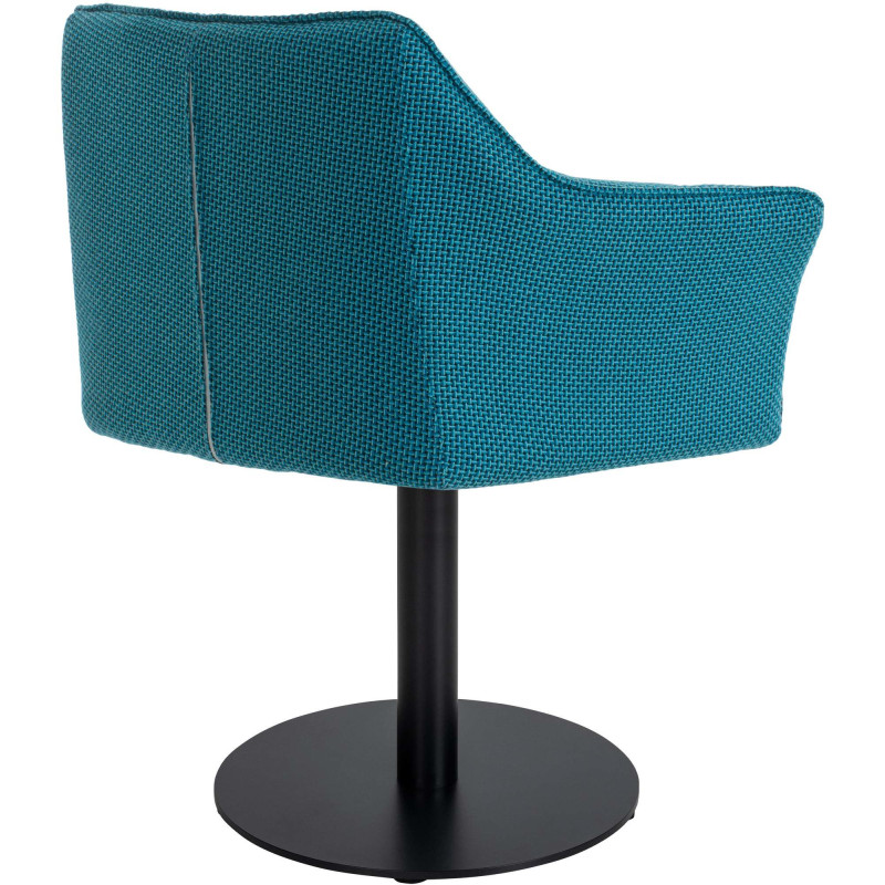 Fauteuil de table moderne en Tissu Turquoise Métal Noir Mat Daryo  - 4