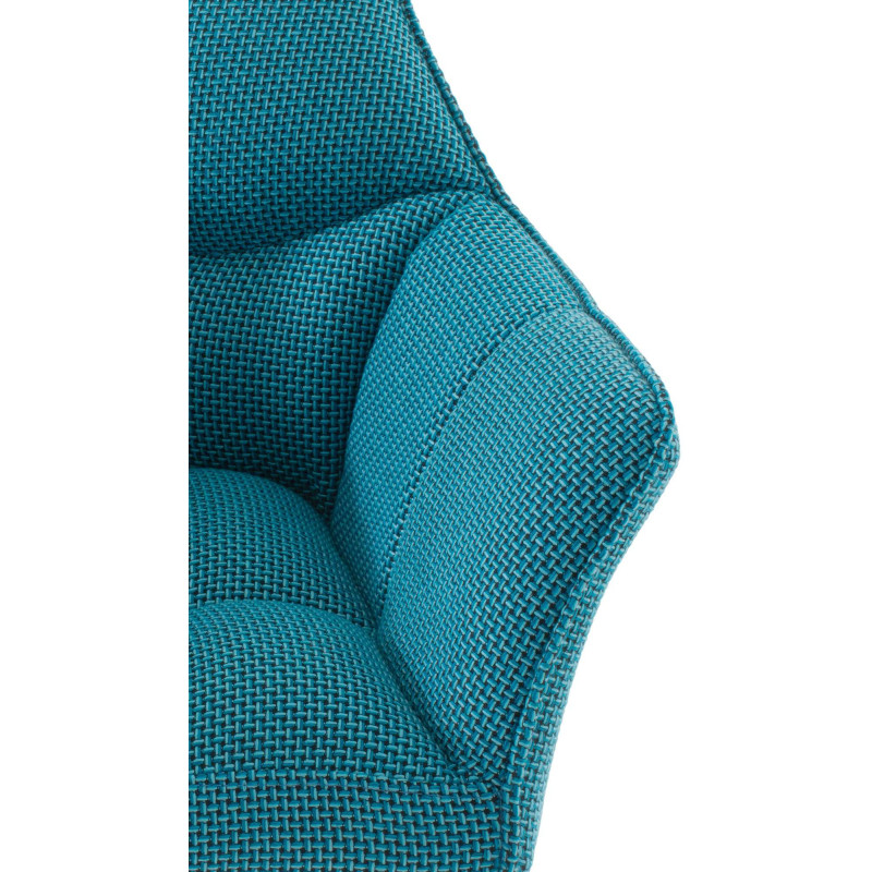 Fauteuil de table moderne en Tissu Turquoise Métal Noir Mat Daryo  - 6