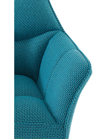 Fauteuil de table moderne en Tissu Turquoise Métal Noir Mat Daryo  - 6