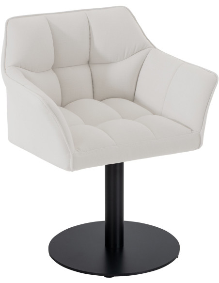 Fauteuil de table moderne en Tissu Blanc Métal Noir Mat Daryo  - 1