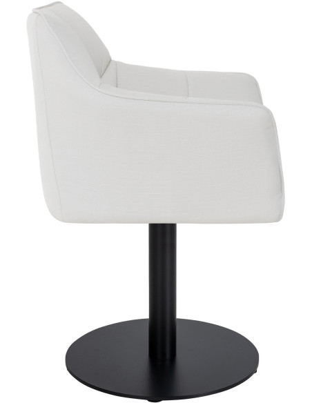 Fauteuil de table moderne en Tissu Blanc Métal Noir Mat Daryo  - 3
