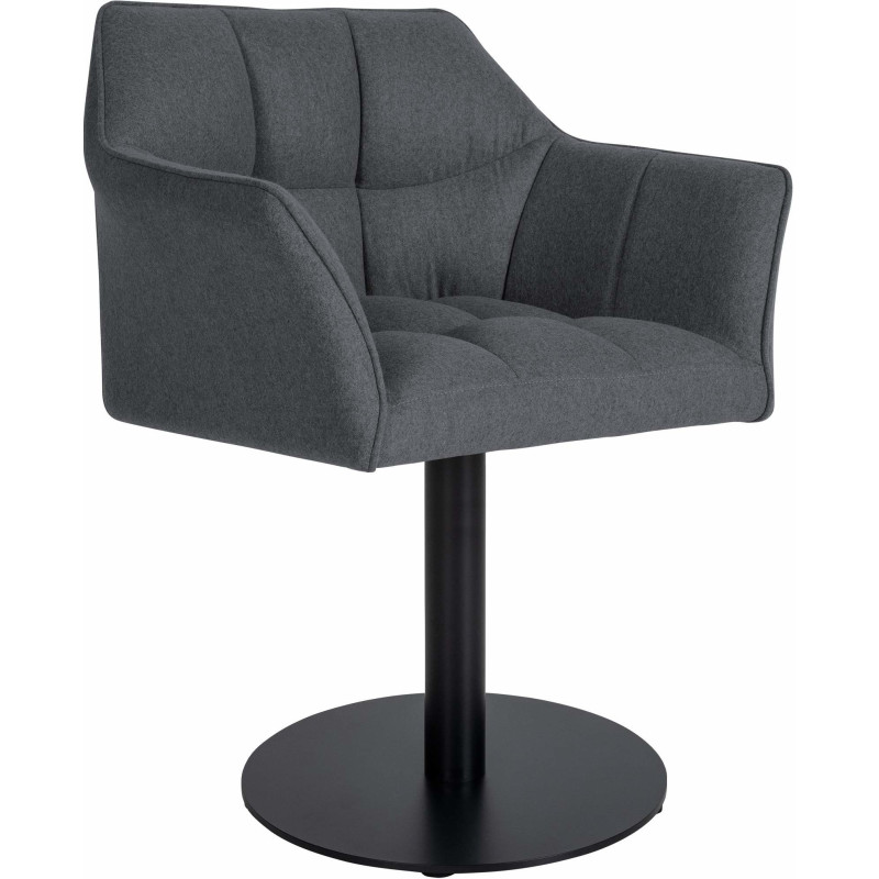 Fauteuil de table moderne en Feutre Tissu Gris foncé Métal Noir Mat Daryo  - 1