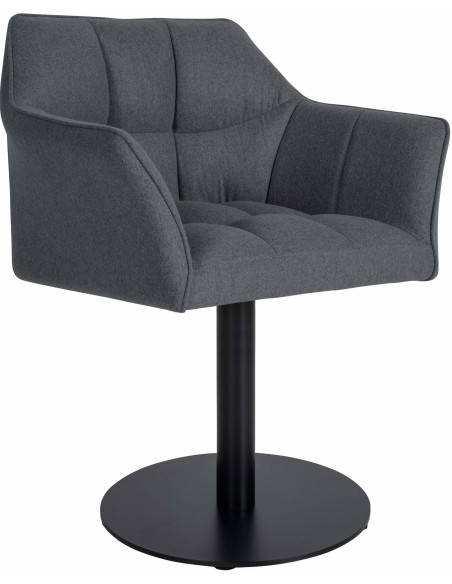 Fauteuil de table moderne en Feutre Tissu Gris foncé Métal Noir Mat Daryo  - 1