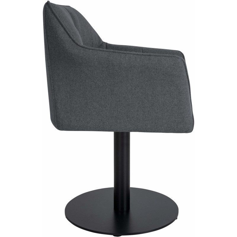 Fauteuil de table moderne en Feutre Tissu Gris foncé Métal Noir Mat Daryo  - 3