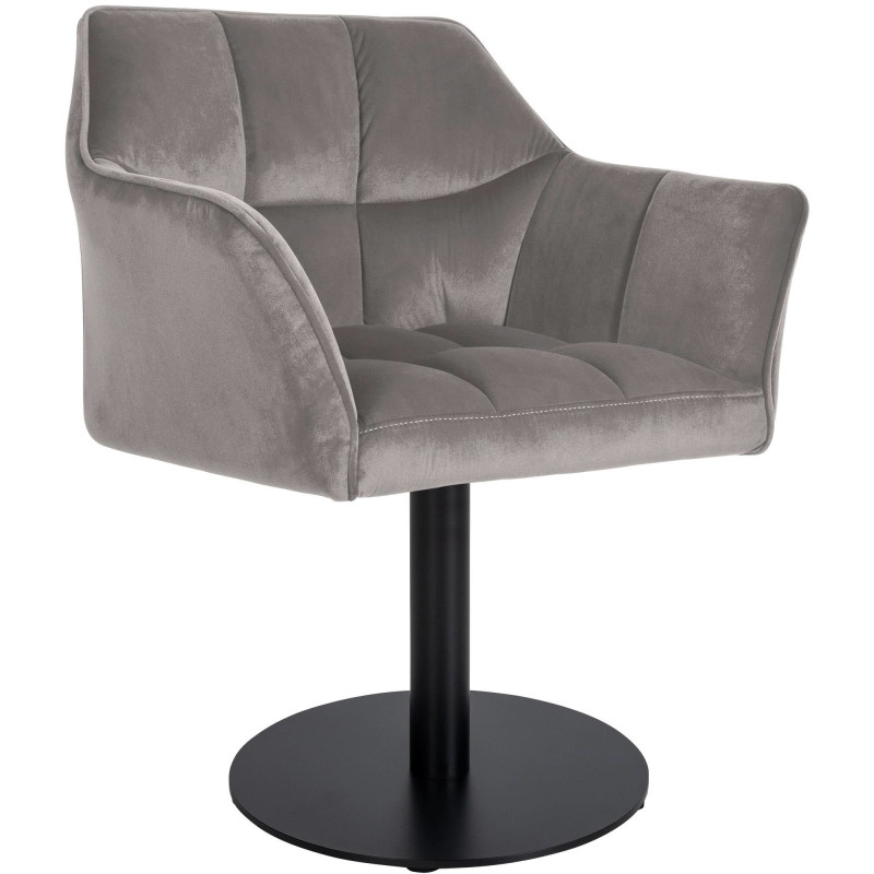 Fauteuil de table moderne en Velours Gris Métal Noir Mat Daryo - 1