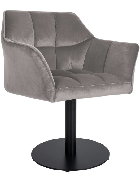 Fauteuil de table moderne en Velours Gris Métal Noir Mat Daryo - 1