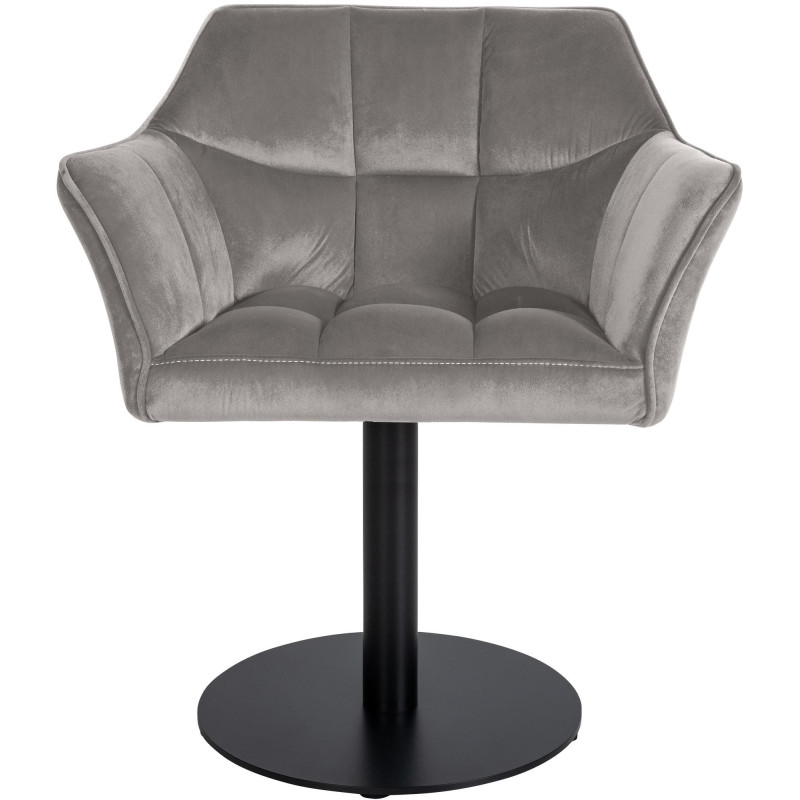 Fauteuil de table moderne en Velours Gris Métal Noir Mat Daryo - 2