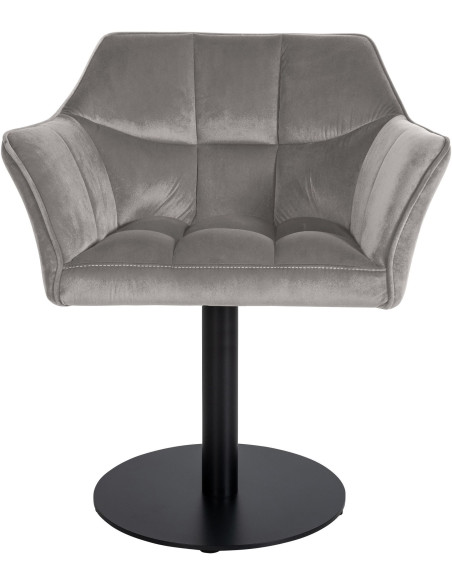 Fauteuil de table moderne en Velours Gris Métal Noir Mat Daryo - 2