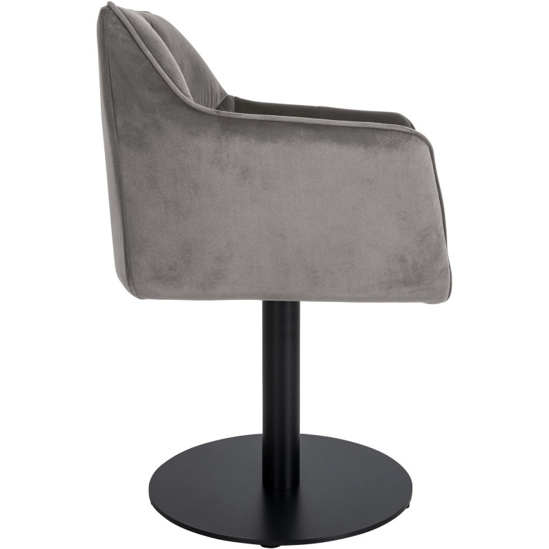 Fauteuil de table moderne en Velours Gris Métal Noir Mat Daryo - 3
