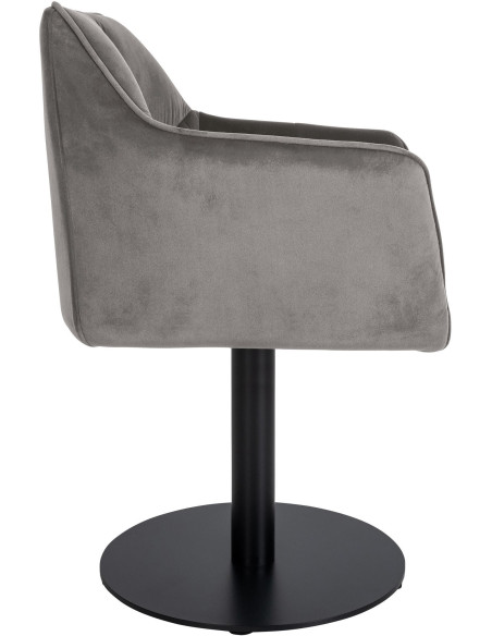 Fauteuil de table moderne en Velours Gris Métal Noir Mat Daryo - 3