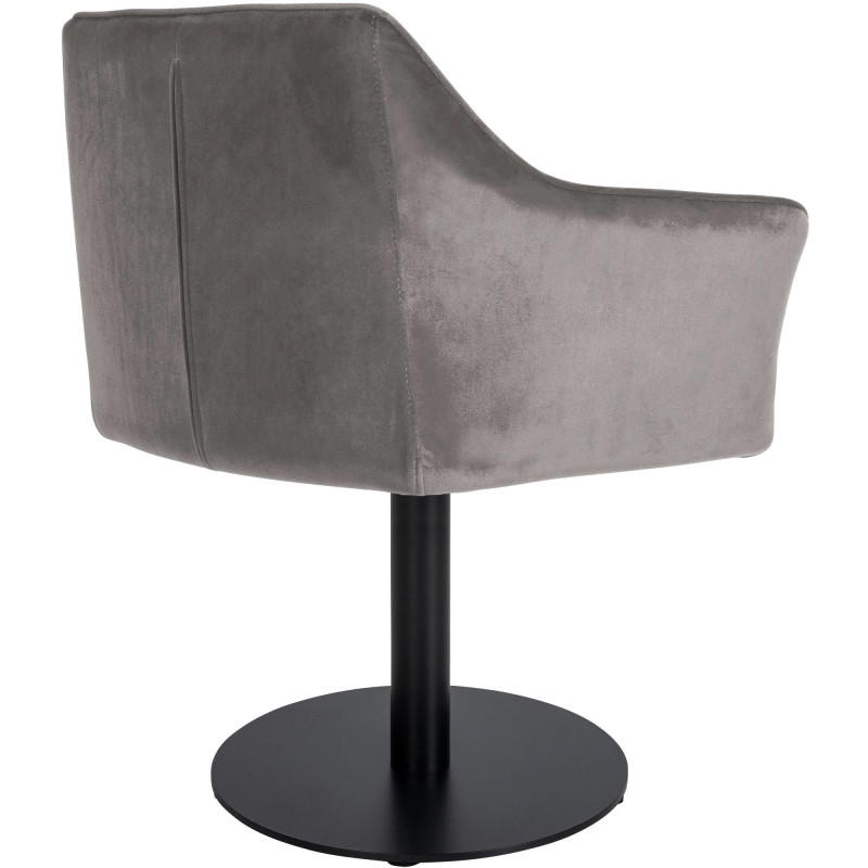 Fauteuil de table moderne en Velours Gris Métal Noir Mat Daryo - 4