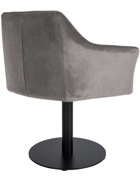 Fauteuil de table moderne en Velours Gris Métal Noir Mat Daryo - 4