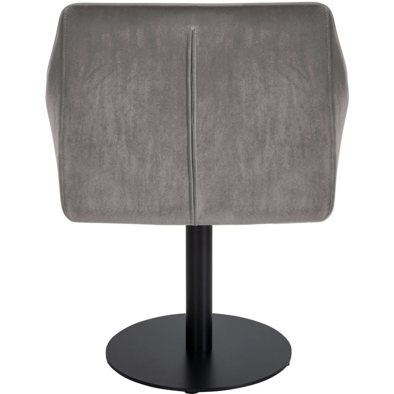 Fauteuil de table moderne en Velours Gris Métal Noir Mat Daryo - 5