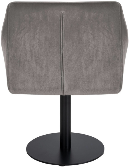 Fauteuil de table moderne en Velours Gris Métal Noir Mat Daryo - 5