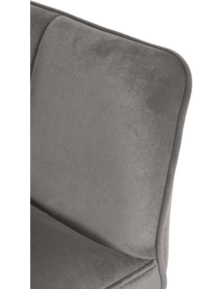 Fauteuil de table moderne en Velours Gris Métal Noir Mat Daryo - 6