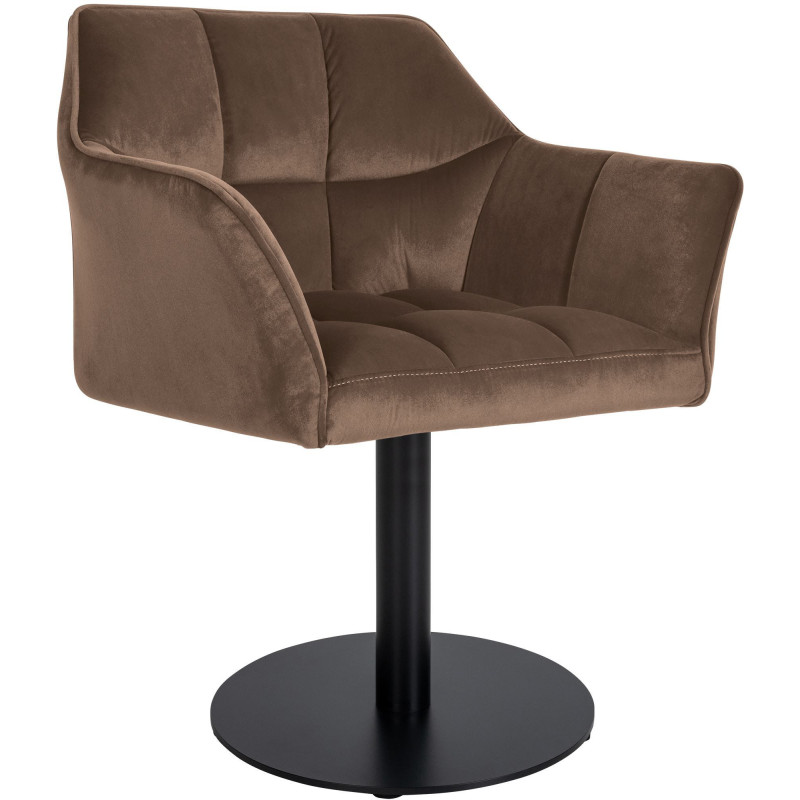 Fauteuil de table moderne en Velours Marron Métal Noir Mat Daryo - 1