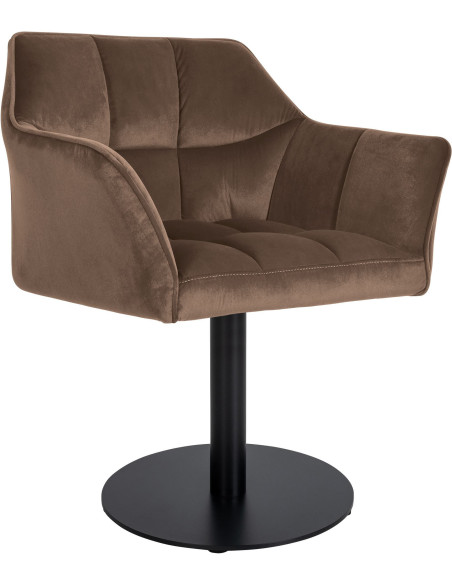 Fauteuil de table moderne en Velours Marron Métal Noir Mat Daryo - 1