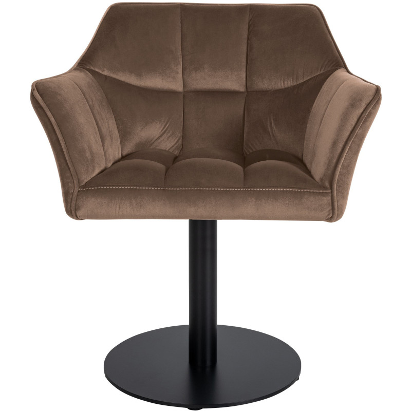 Fauteuil de table moderne en Velours Marron Métal Noir Mat Daryo - 2
