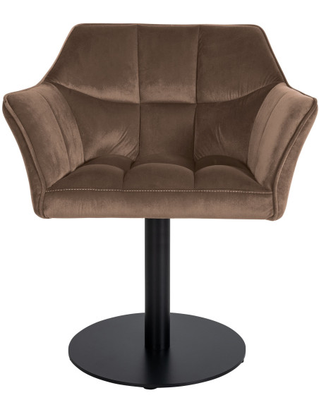 Fauteuil de table moderne en Velours Marron Métal Noir Mat Daryo - 2