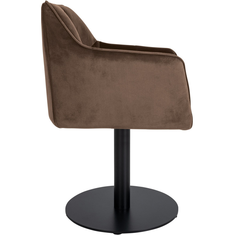 Fauteuil de table moderne en Velours Marron Métal Noir Mat Daryo - 3