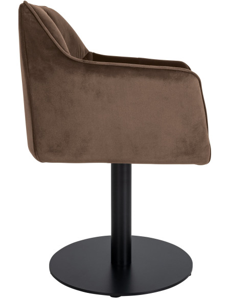Fauteuil de table moderne en Velours Marron Métal Noir Mat Daryo - 3