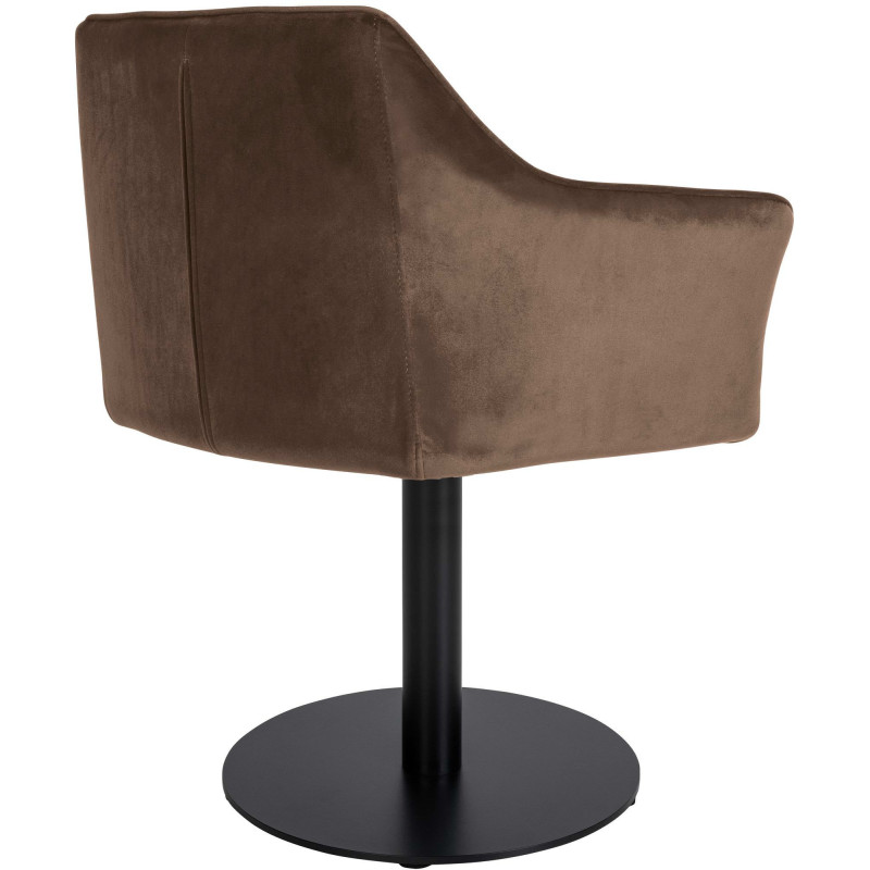 Fauteuil de table moderne en Velours Marron Métal Noir Mat Daryo - 4