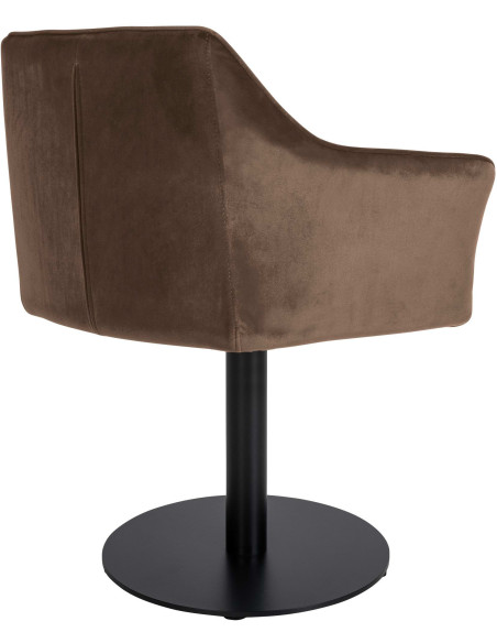 Fauteuil de table moderne en Velours Marron Métal Noir Mat Daryo - 4