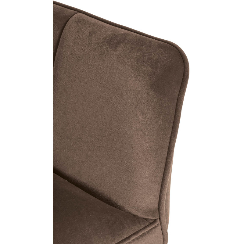 Fauteuil de table moderne en Velours Marron Métal Noir Mat Daryo - 6