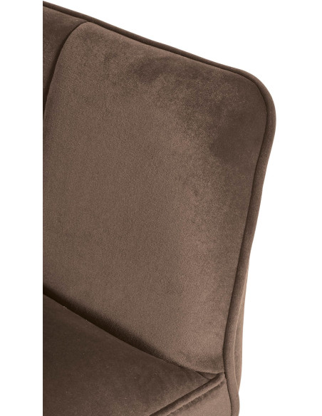 Fauteuil de table moderne en Velours Marron Métal Noir Mat Daryo - 6
