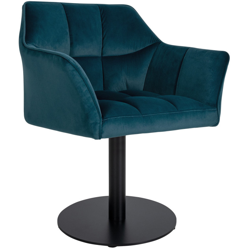 Fauteuil de table moderne en Velours Vert Métal Noir Mat Daryo - 1
